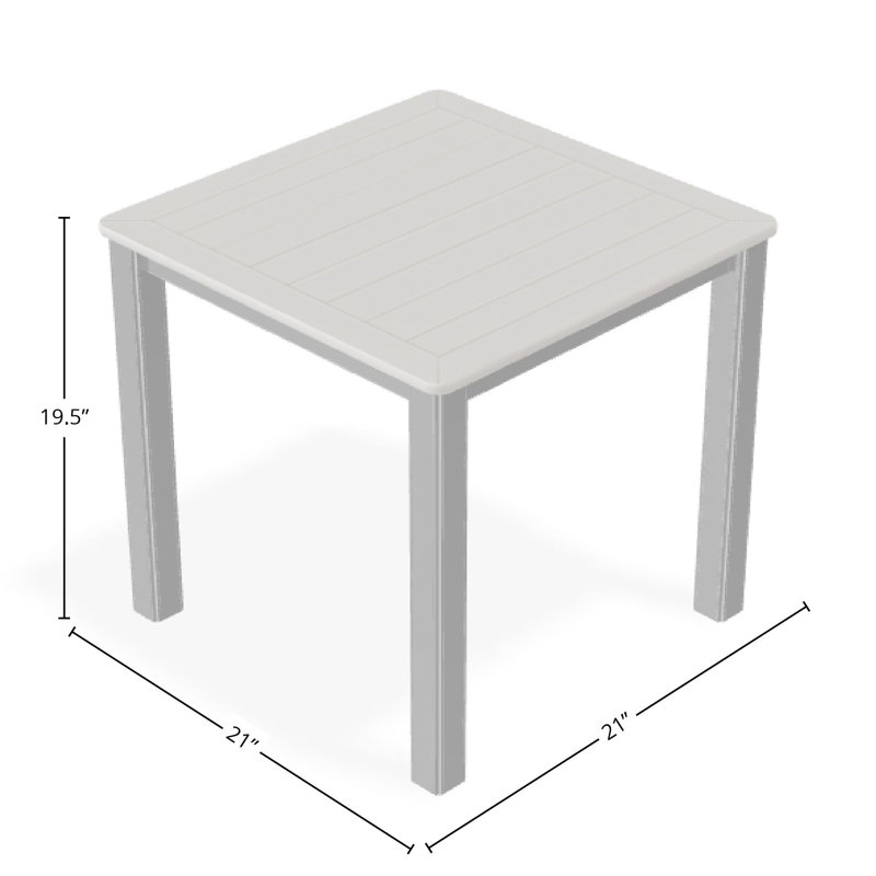 Outdoor Square Side Table, White/White