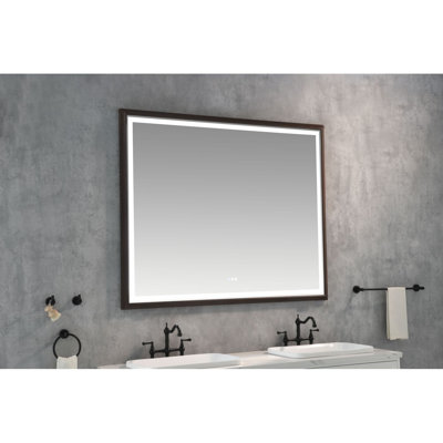 Miroir de salle de bain 60 po x 48 po DEL avec cadre en aluminium
