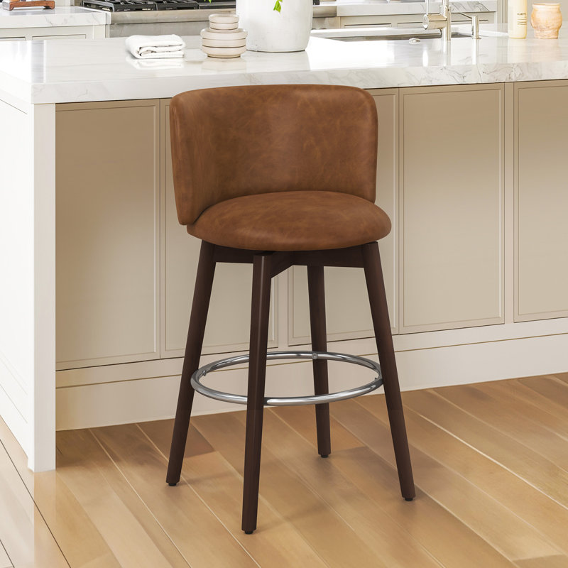 Tabouret de bar rotatif 26 po, Siège brun / base brun foncé