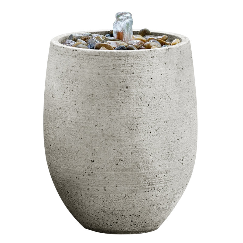 Fontaine en béton Yayla, H 16 po x l 12,25 po x P 12,25 po, Naturel