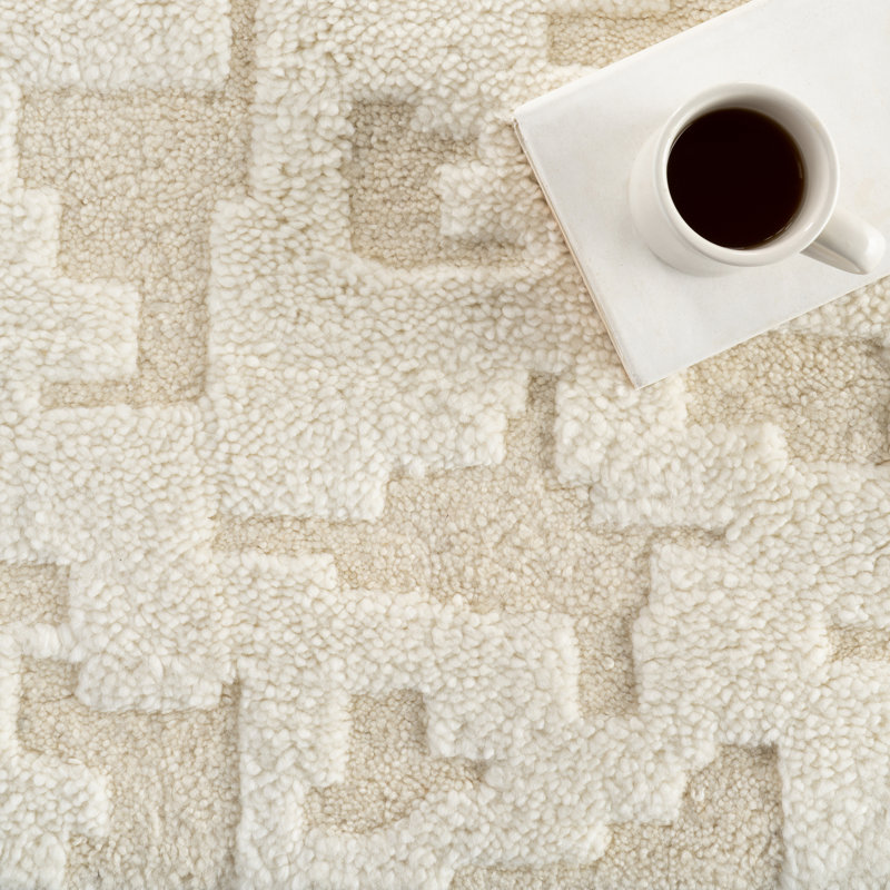 Alora Natural Hand Knotted Wool Rug, Rectangle 5' x 8'