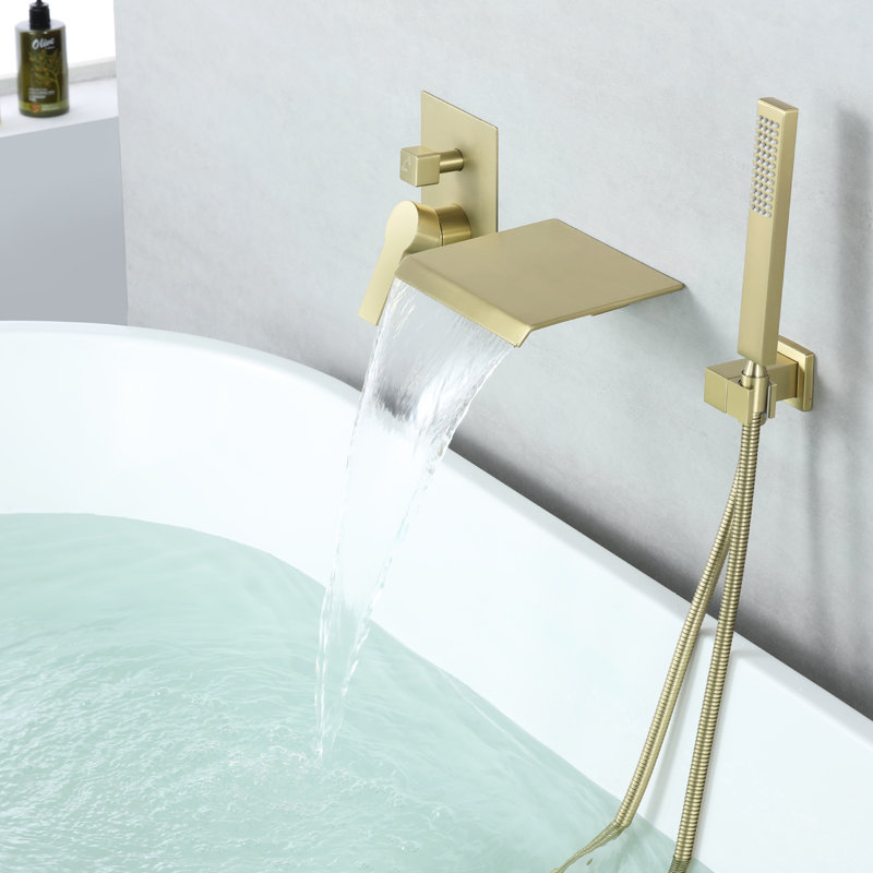 2 Function Shower System with Handheld Shower and Tub Spout, Brushed Gold
