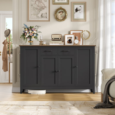 Buffet décoratif 4 portes avec 2 tiroirs, tablettes réglables