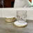 Marble Agate Ceramic Jute Leather Crystal Circle Round 4 Piece Coaster Set