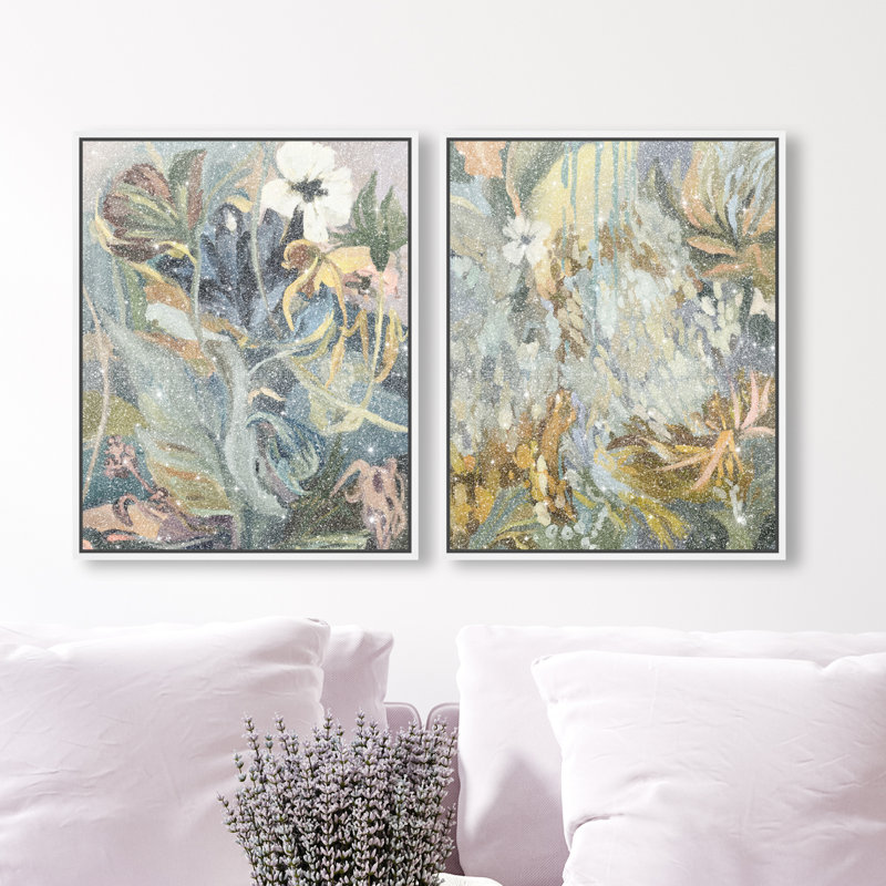 Moss Overlap Set Set by Oliver Gal, 42"H x 34"W, White Floater Frame