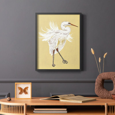 Heron Plumage V, reproduction encadrée - bois massif