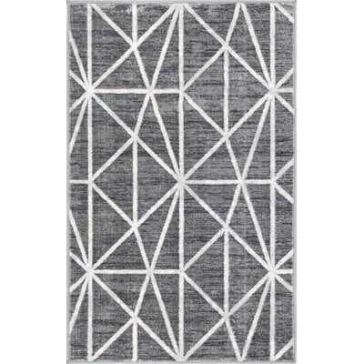 Tapis géométrique gris foncé / ivoire Oceola