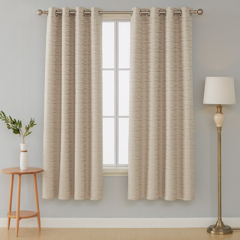 Bakstran Blackout Curtain Pair, Beige, 52" W x 45" L