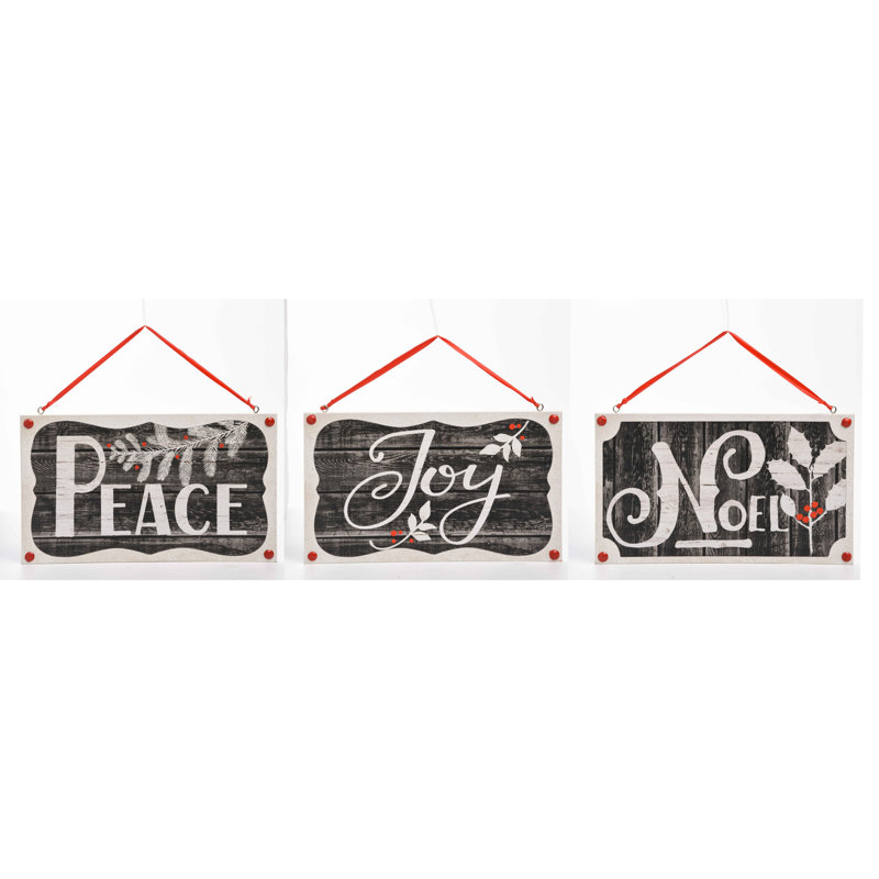  MDF Christmas Script Wall Plaque Set of 3 Christmas Home Decorations