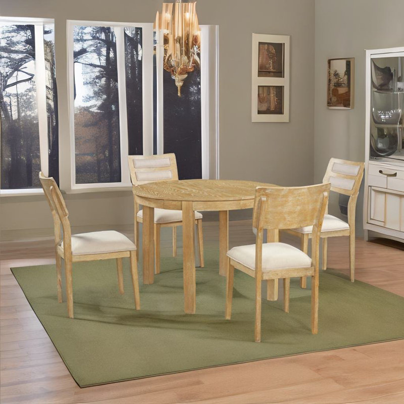 Ensemble repas pour 4 personnes Apoline, Bois naturel délavé, Gris