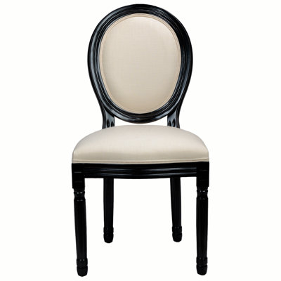 Ensemble de 2 chaises de salle à manger, chaises rembourrées avec dossier en éponge, pour le salon, la cuisine, le restaurant, structure en bois noir, tissu beige