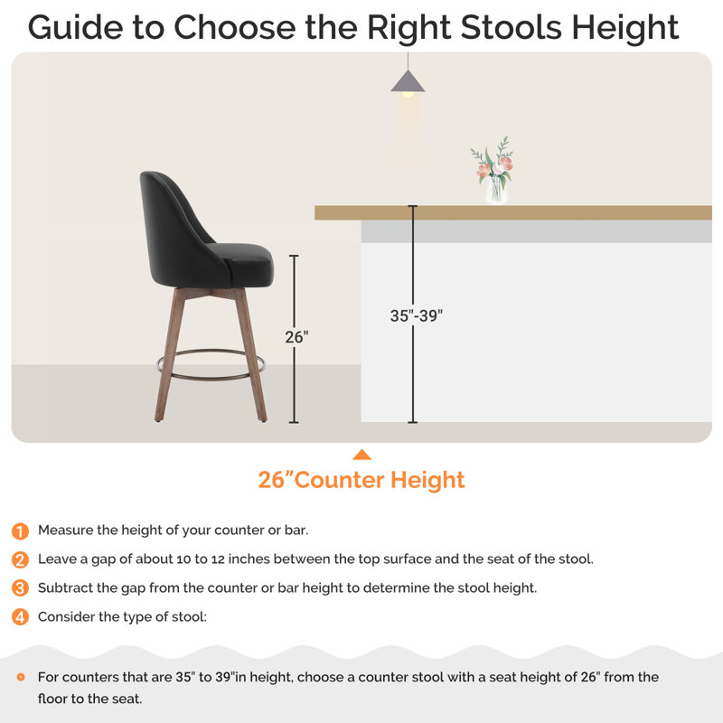Black Faux Leather Swivel Counter Stools with Wood Legs, Set of 3