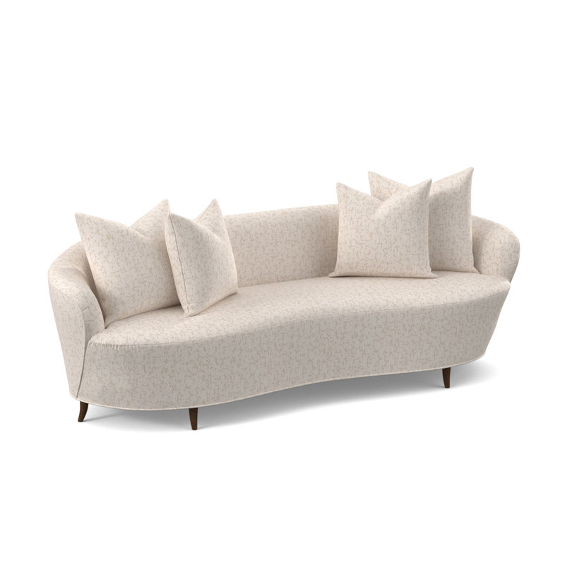Canapé Boomerang, Noyer américain, Filigrane ivoire 100% polyester