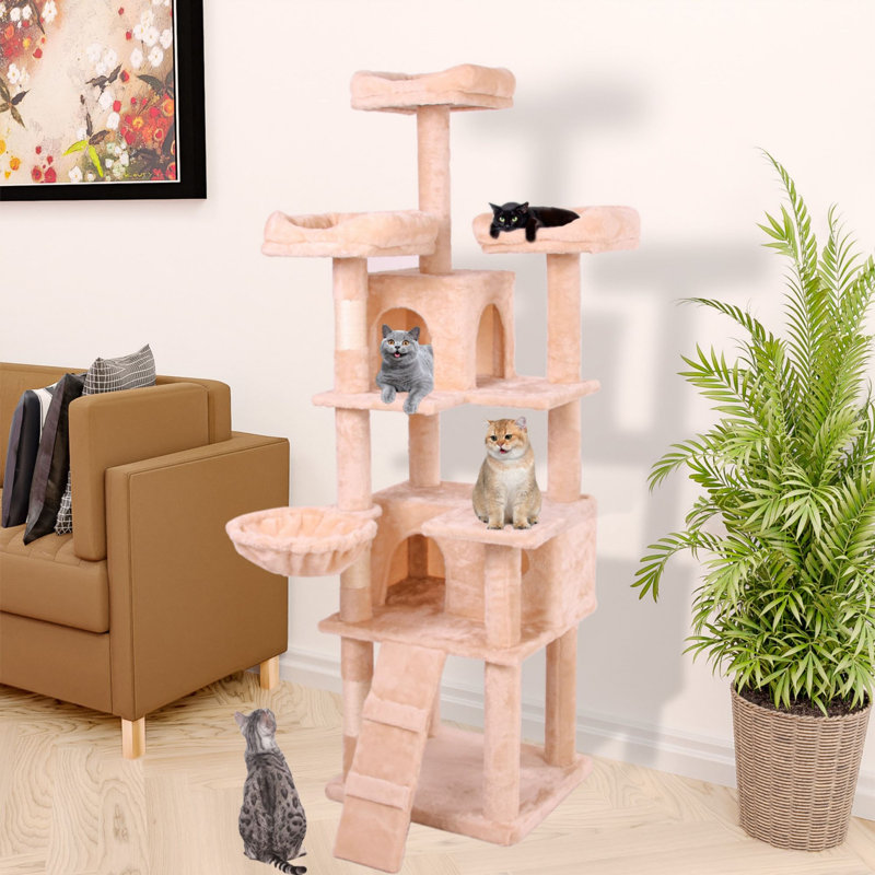 Structure d'escalade d'arbre à chat avec structure à plusieurs couches pour que les chats puissent gratter, grimper, dormir et faire de l'exercice