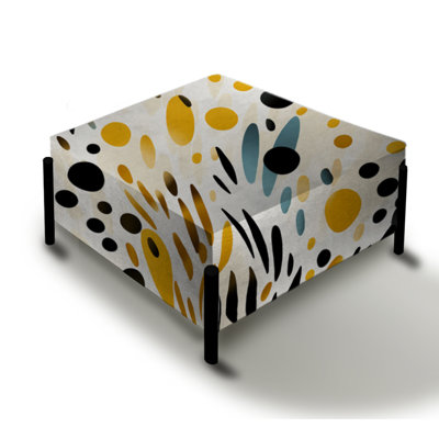 Beige And Black Cheetah Print Simplicity II - Geometric Large Square Ottoman