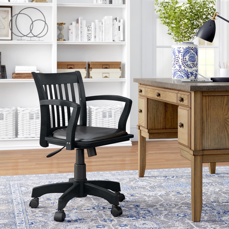 Genevieve Vinyl Bankers Chair, Black/Black