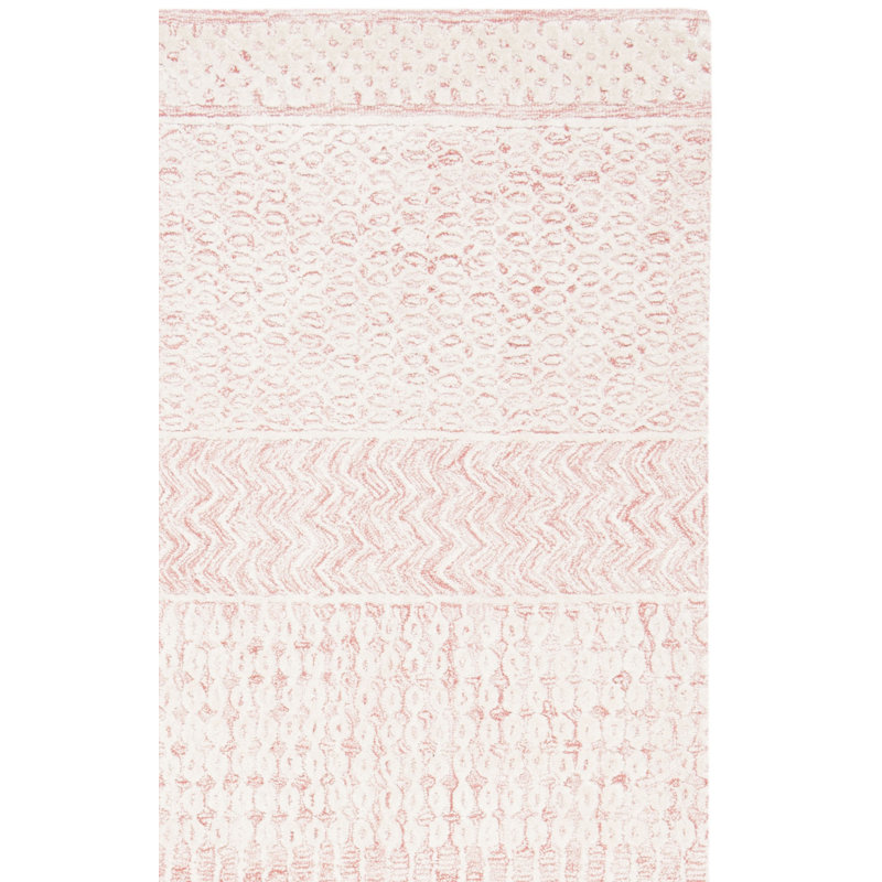 Tapis rose pâle en laine et viscose touffeté à la main Caudill, Carré 6 pi
