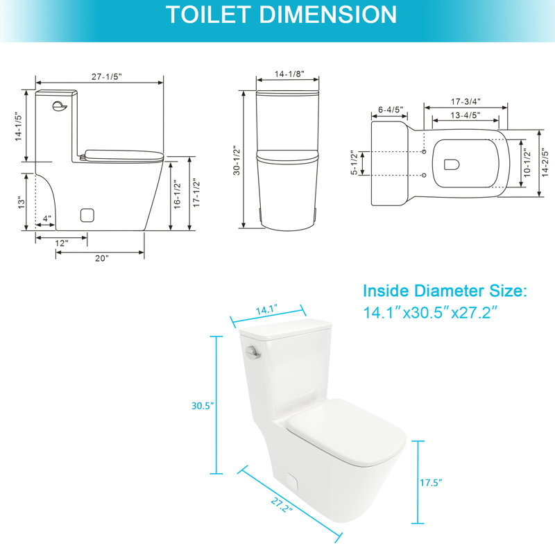 Ceramic One Piece Toilet With Powerful Flush Effect - Soft Closing Seat, Siphon Flushing, Low Water Absorption, Strong Modern And Hygienic Flushing Clean