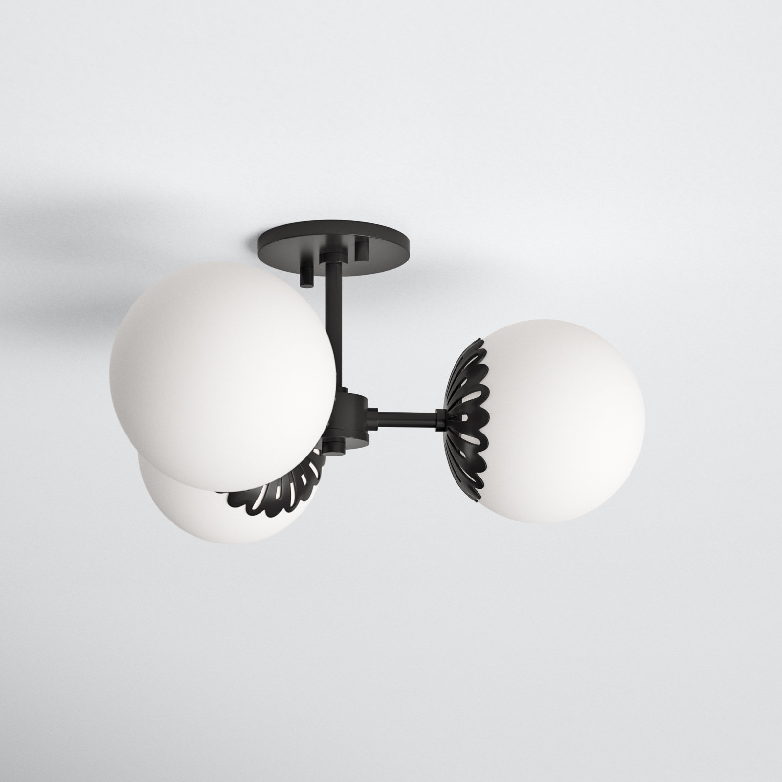 Deniaud 3 Light Glass Semi Flush Mount, Old Bronze