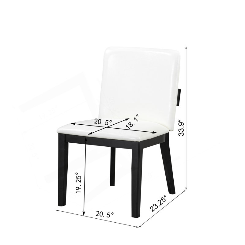 Modern  Wood & White Glossy PU Leather Upholstered Dining Chairs Set Of 2
