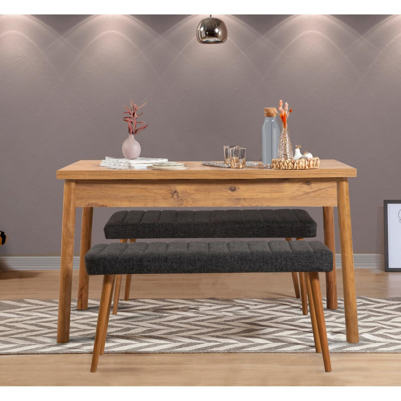Ferro 3 - Person Dining Set, Atlantic Pine, Anthracite