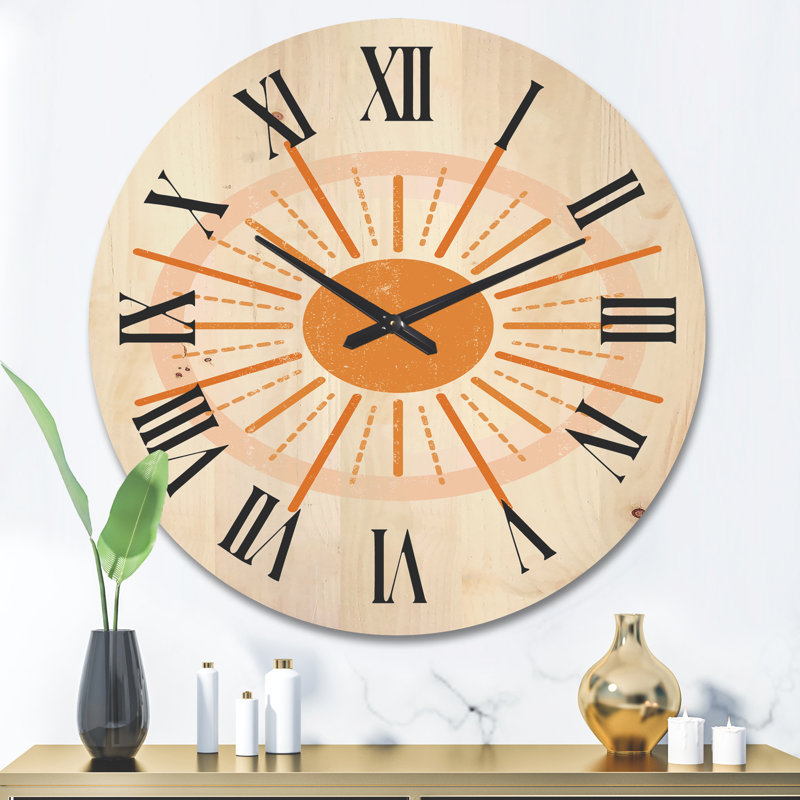 Horloge murale en bois Minimal Radiant Sun II, Très grand