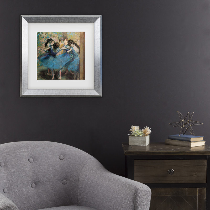 «Dancers In Blue 1890», art encadré par Edgar Degas, H 19,5 po x l 19,5 po x P 0,75 po, Argent