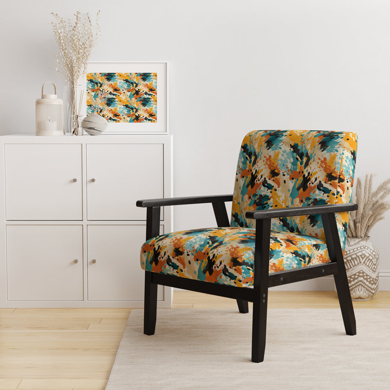 Chaise avec accoudoirs rembourrée Glam, chaise d'appoint Artistic Expression Tell And Black