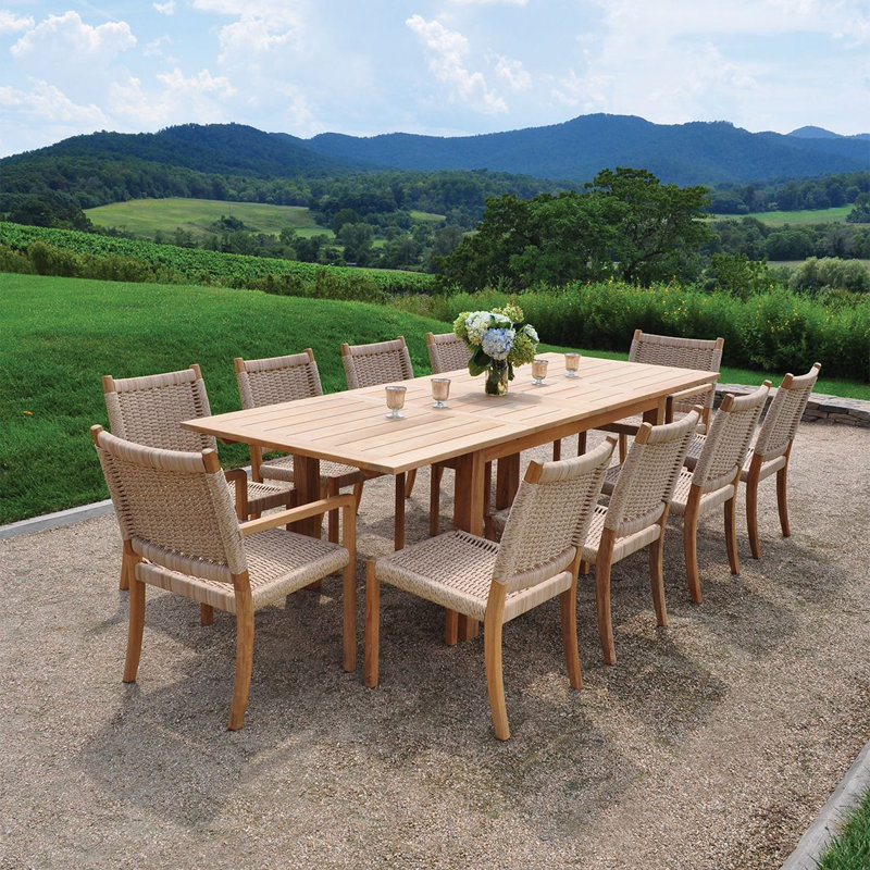 Hudson Teak Patio Dining Armchair, Natural Cord