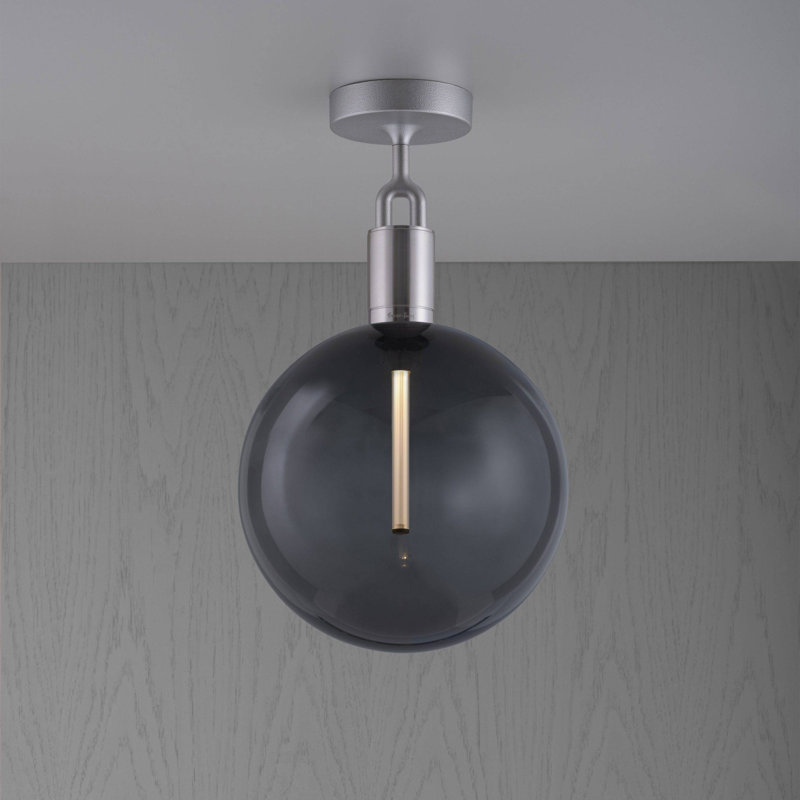 Linear Knurl 1 - Light LED Semi Flush Mount, Brass, Large, Opal