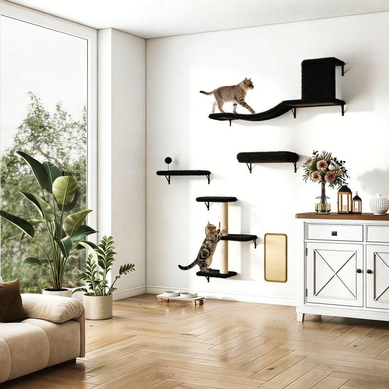 Tablettes murales pour arbre à chat, Noir
