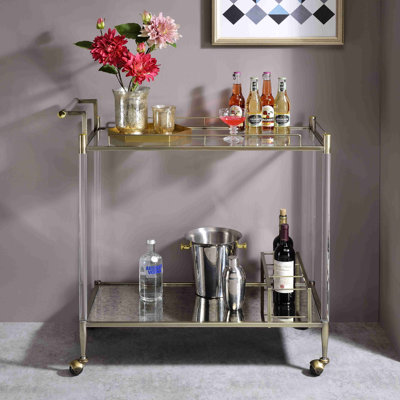 Cirro Mirror & Wire Brass Serving Cart by Mercer41