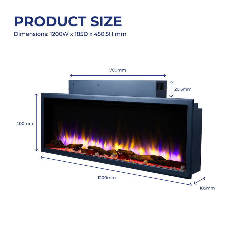Castleton Fires & Fireplaces 120cm W Black Electric Fireplace with 6824.28 BTU