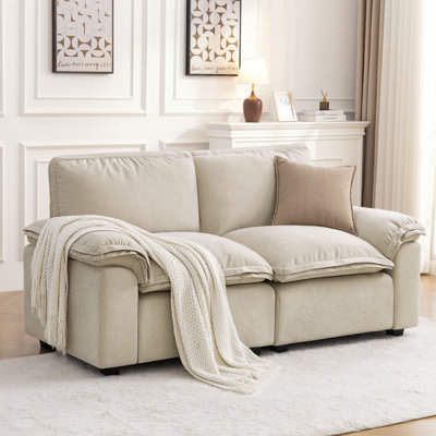 72" Chenille Upholstered Cloud Sofa 2-Seater Couch Comfy Loveseat Sofa for Apartment Bedroom Living Room