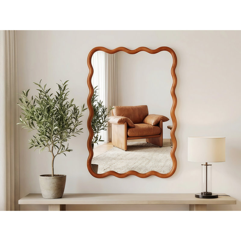 Miroir décoratif rectangulaire en bois, Brun