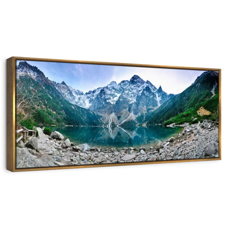 Lac Morskie Oko, Cadre flottant doré, 28 po x 10 po