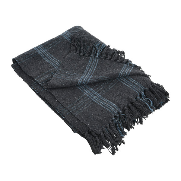 Blue Woven Throw Blanket With Fringe. Bohemian Sky Blue Throw for