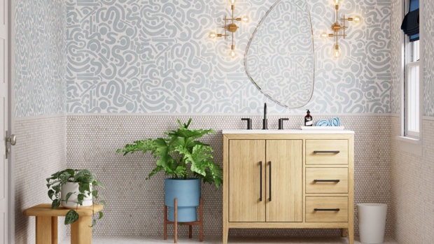 Build a modern powder room. 