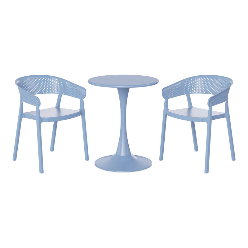 Ensemble repas extérieur 2 personnes, Bleu, H 28,5 po x l 23,5 po x P 23,5 po, 2