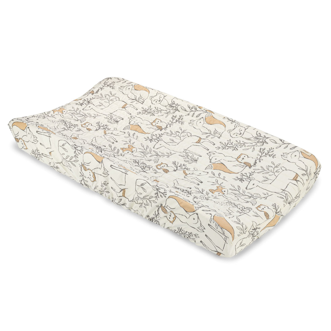 Ezra Woodland Animals Change Pad Cover, Fits Standard Size, 32" L, Gender Neutral, Crane Baby Crane Baby