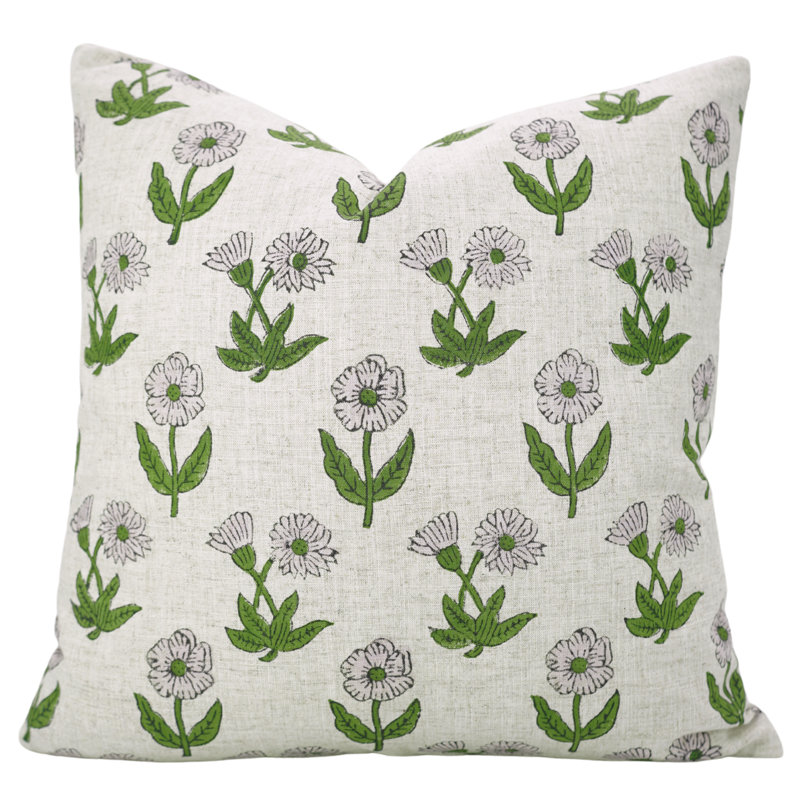 Housse de coussin décoratif Fab Fabine - imprimé de blocs indiens faits à la main, Kirti, mauve, Rectangle H 20 po x l 14 po