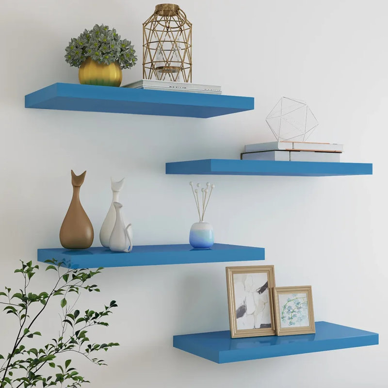 Gracie-Rose 4 Piece Picture Ledge Wall Shelf, 40 x 23 x 3.8 cm, Oak/White