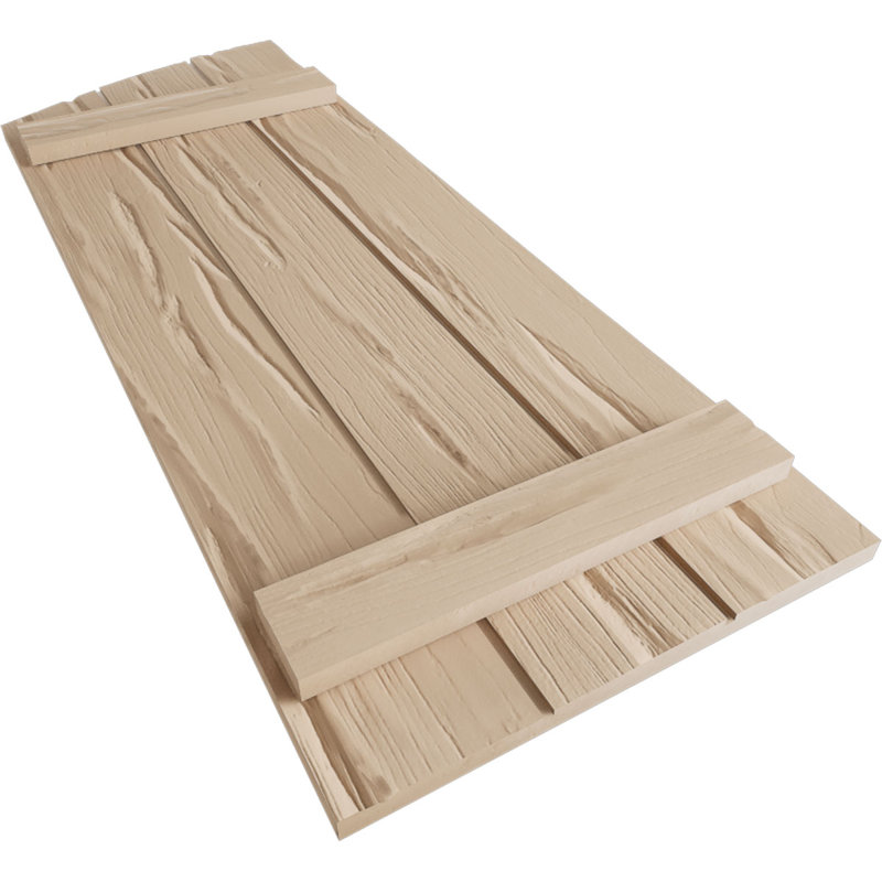 Timberthane avec planche à nouer et volets elliptiques, Texture Riverwood / brun clair apprêté, 16", H 30 po x l 16,5 po