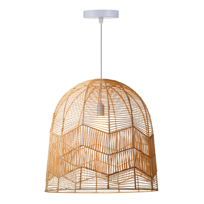 Newberg 1 - Light Natural Rattan Single Pendant, 17.7" H x 18" W x 17.71" D