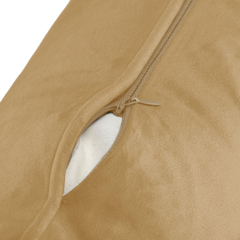  Square Velvet Pillow Cover & Insert, Light Gold, 13" x 19"