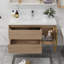  Meuble-lavabo simple 35,8 po avec comptoir en céramique blanche, meubles-lavabos flottants et bois massif, sans assemblage