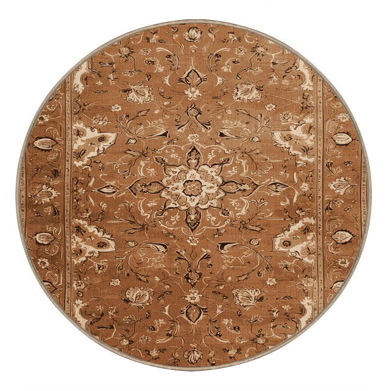 Tapis brun lavable à la machine, Rond 4 pi