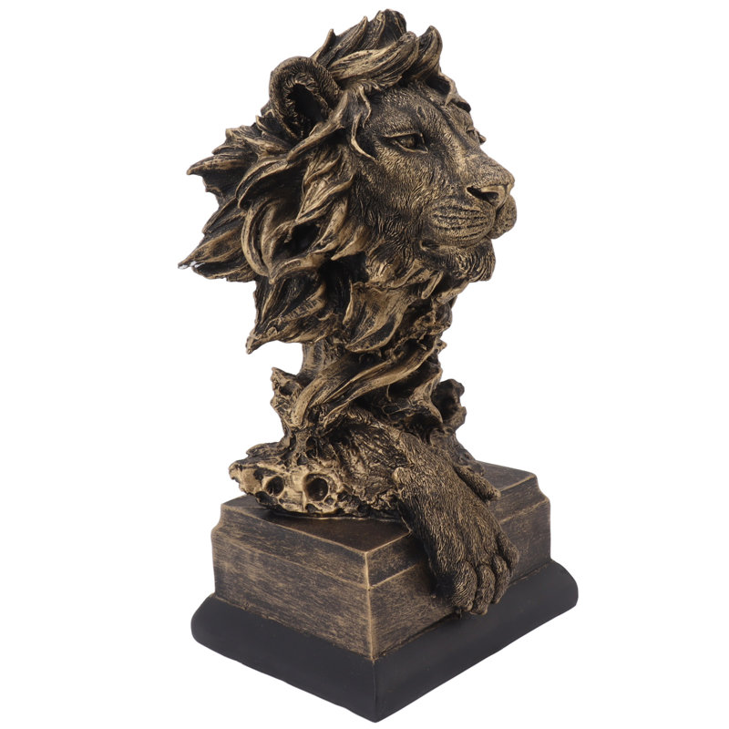 Statue tête de lion en résine