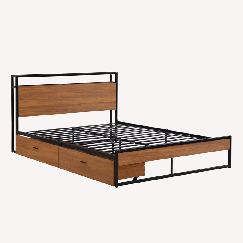 Sabeel Storage Bed, Black/Brown, Queen