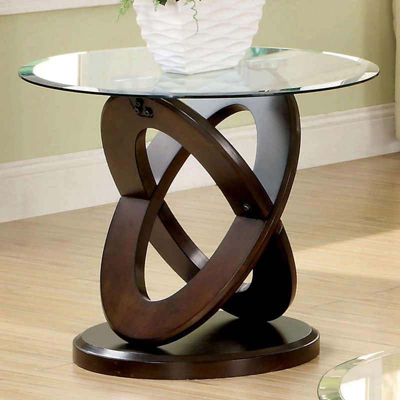 26.5" W Contemporary End Table, Dark Walnut